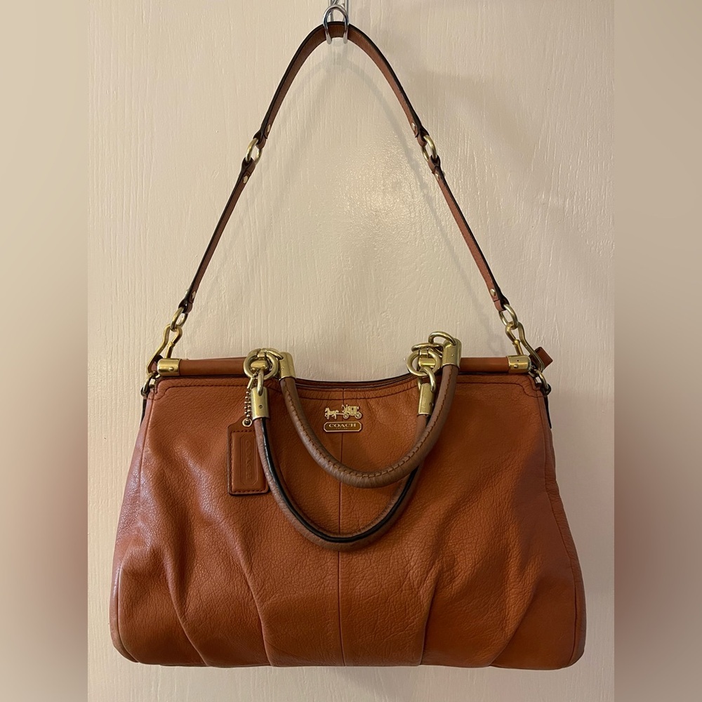 Coach Carrie Satchel in Cognac Leather with Gold Brass Accents - Picture 16 of 16